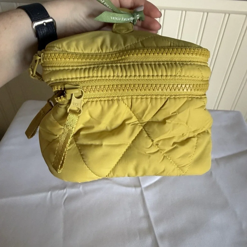Vera Bradley Women's Featherweight Brush Up Cosmetic Toiletry Case Golden Olive